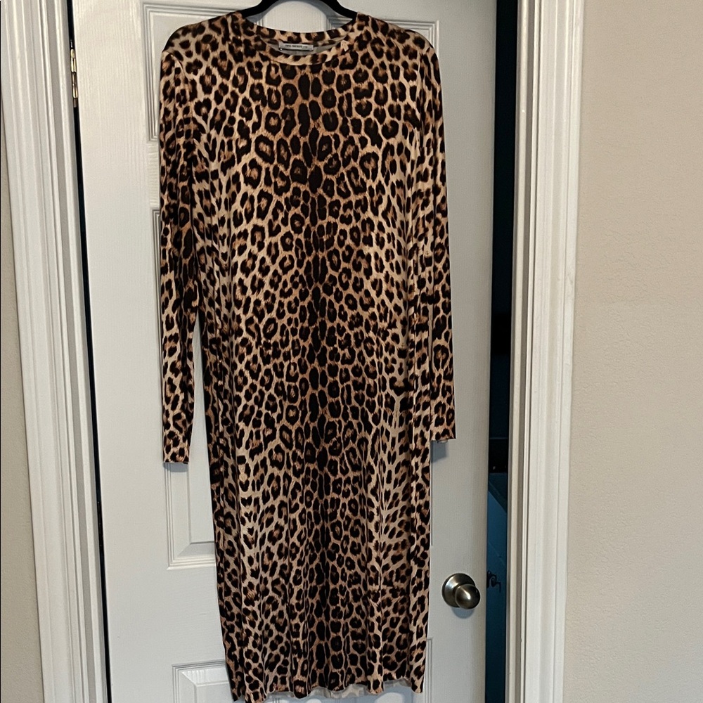 Leopard Print Long Sleeve Dress Zara